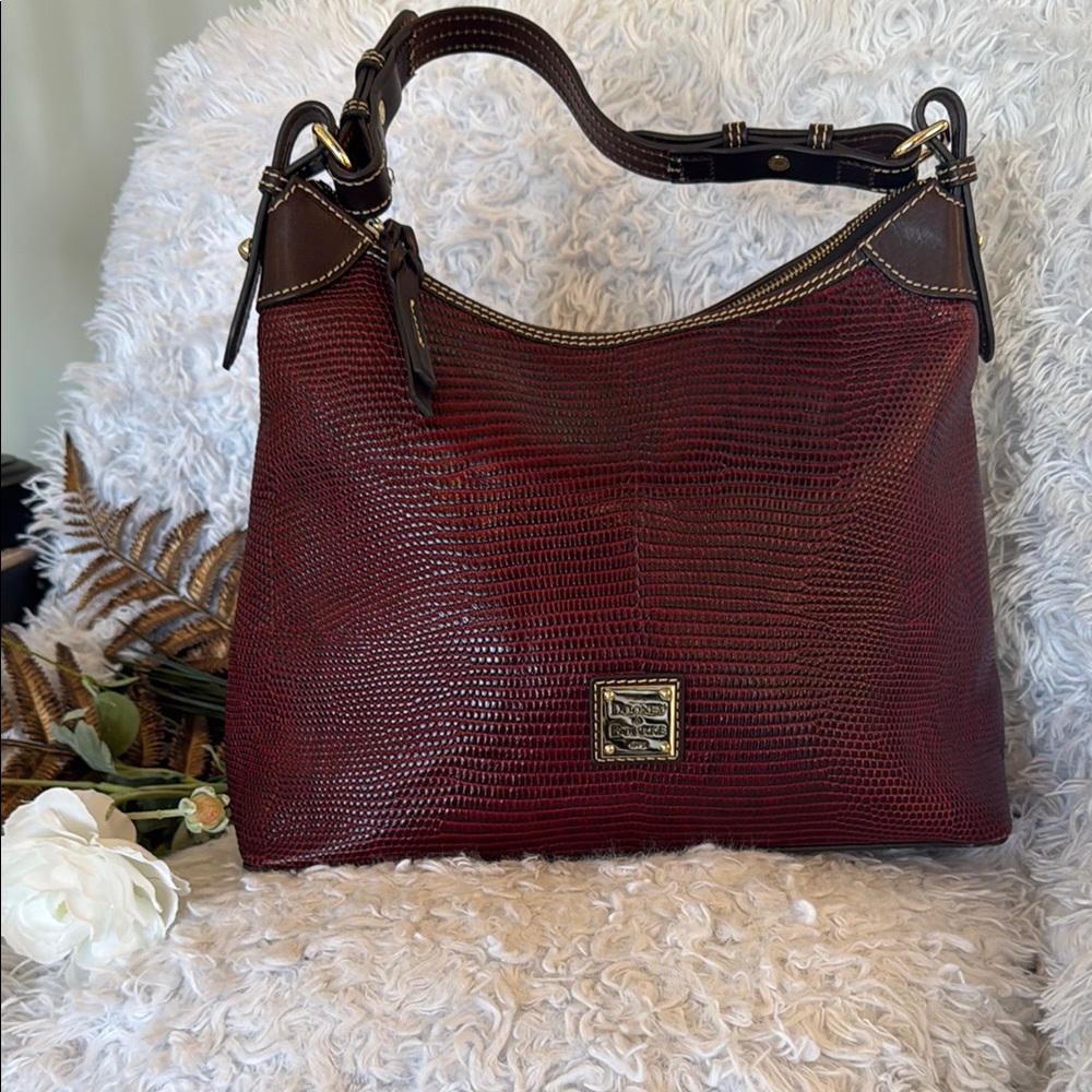 Dooney & Bourke Red and Brown Hobo Bag